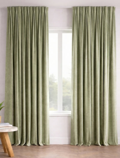 Samtvörhang Pastel green