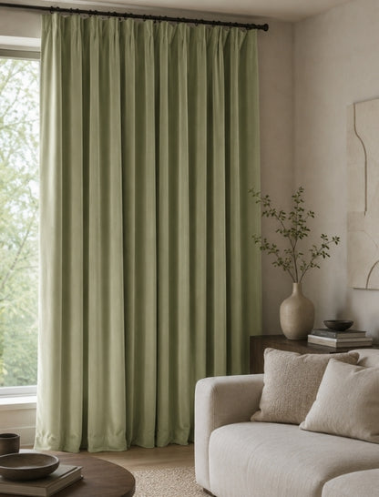 Samtvörhang Pastel green